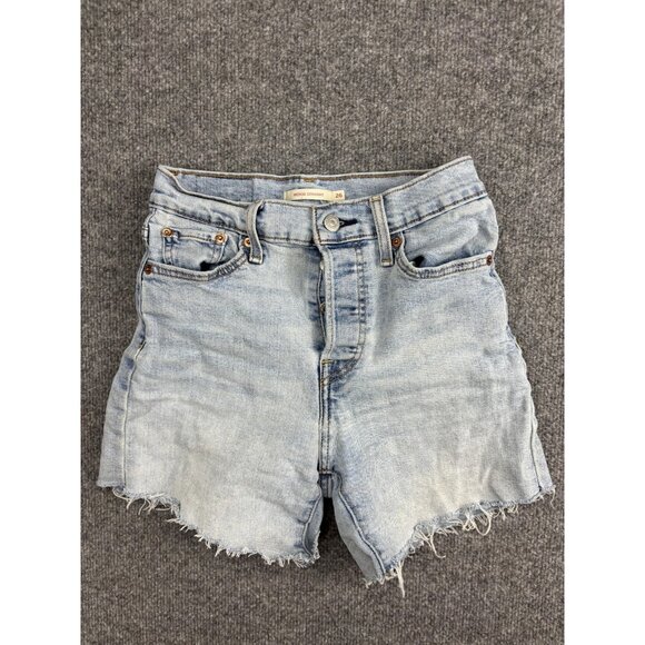 Levis Shorts Womens 26 Wedgie Straight Button Fly Cutoff Denim Blue 34964-0137 - Picture 1 of 8